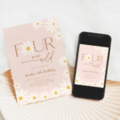 FOUR ever Wild Daisy Floral 4th Birthday Einladung