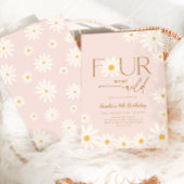 FOUR ever Wild Daisy Floral 4th Birthday Einladung