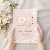 FOUR ever Wild Daisy Floral 4th Birthday Einladung