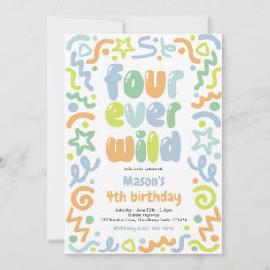 Four Ever Wild Konfettiballon 4. Geburtstag Einladung