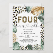 Four Ever Wild Leopard Junge 4. Geburtstag Einladung (Vorderseite)