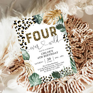 Four Ever Wild Leopard Junge 4. Geburtstag Einladung