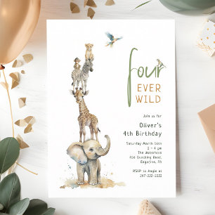 Four Ever Wild Safari 4. Geburtstag Einladung