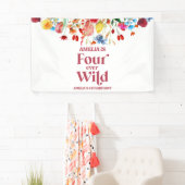 Four Ever Wild Wildflower 4th Birthday Party Banner (Insitu)