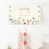 Four Ever Wild Wildflower 4th Birthday Party Banner (Insitu)