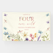 Four Ever Wild Wildflower 4th Birthday Party Banner (Horizontal)