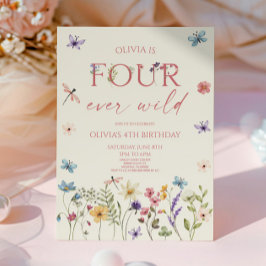 Four Ever Wild Wildflower 4th Birthday Party Einladung