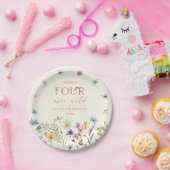 Four Ever Wild Wildflower 4th Birthday Party Pappteller (Party)