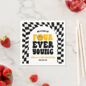Four Ever Young Retro Fourth 4th Birthday Party Serviette (Beispiel)