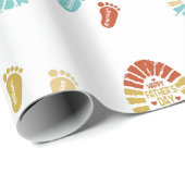 Four Footsteps Fatrhers Day Wrapping Paper Geschenkpapier (Rolleneckpunkt)