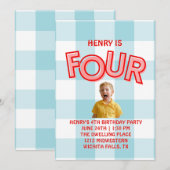 FOUR fourth birthday invitation for boys Einladung (Vorne/Hinten)