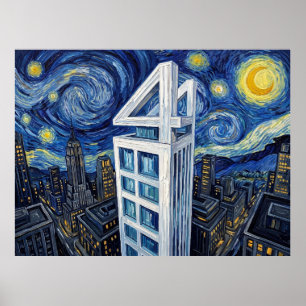 Four Freedoms Plaza Sternennacht Comic-Book-Landsc Poster