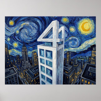 Four Freedoms Plaza Sternennacht Comic-Book-Landsc Poster