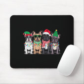 Four French Bulldog Dogs Christmas Funny Santa Rei Mousepad (Mit Mouse)