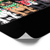 Four French Bulldog Dogs Christmas Funny Santa Rei Poster (Ecke)