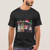 Four French Bulldog Dogs Christmas Funny Santa Rei T-Shirt (Vorderseite)