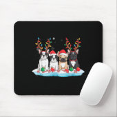 Four French Bulldog Dogs Christmas Light Reindeer  Mousepad (Mit Mouse)