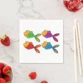 Four Funny Fish Napkins Serviette