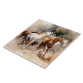 "Four Galloping Mustangs" Dusty Western Wassercolo Fliese (Seite)