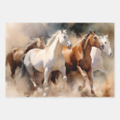 "Four Galloping Mustangs" Dusty Western Wassercolo Geschenkpapier Set (Vorderseite 2)