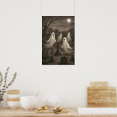 Four Ghosts Under the Full Moon in the Graveyard Poster (Küche)