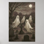 Four Ghosts Under the Full Moon in the Graveyard Poster (Vorne)