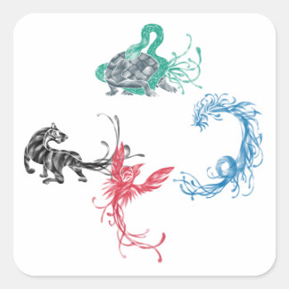 Four Gods Quadratischer Aufkleber