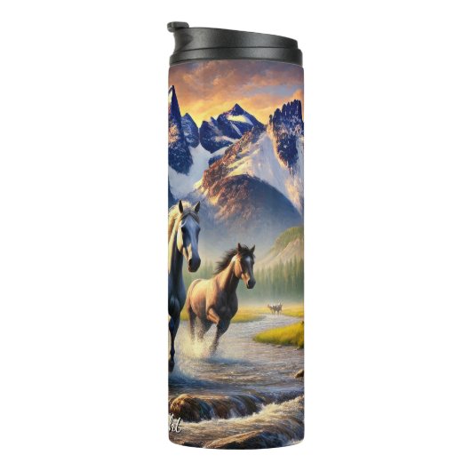 Four Horses Mountain Stream Gallop Thermosbecher (Nach rechts gedreht)