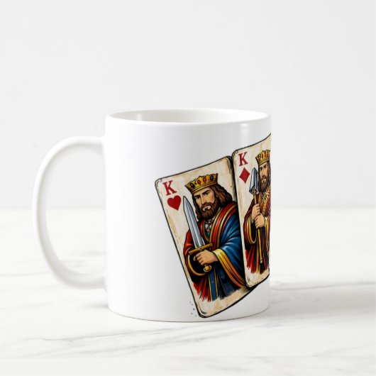 Four Kings Playing Cards Design Kaffeetasse (Links)