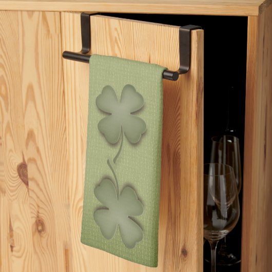 Four Leaf Clover Irish Green Design Geschirrtuch (Drittel gefaltet)