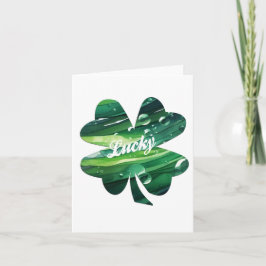 Four Leaf Clover Lucky Watercolor Shamrock Graphic Karte