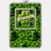 Four leaf clover Saint Patrick's Day have a great  Rahmen-Ornament Silber (Vorderseite)