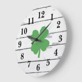 Four Leaf Clover Shiplap Shamrock Large Clock Große Wanduhr (Winkel)