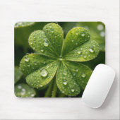 Four-leaf Clover With Raindrops Mousepad (Mit Mouse)