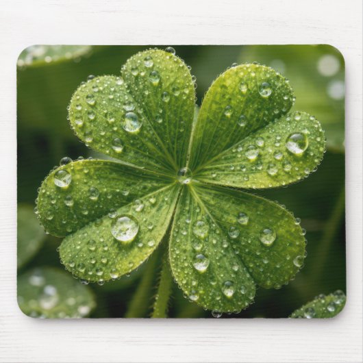 Four-leaf Clover With Raindrops Mousepad (Vorne)