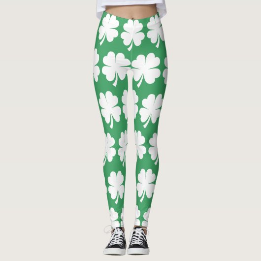 Four Leaf Lucky Clover Saint Patrick's Day Leggings (Vorderseite)