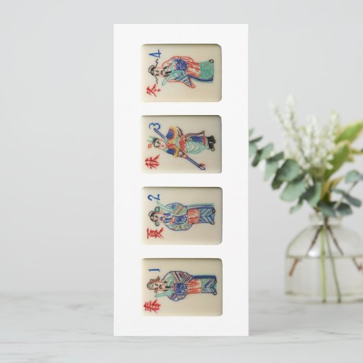 Four Mahjong Season tiles (Krieger) - Einladung (Stehend Vorderseite)