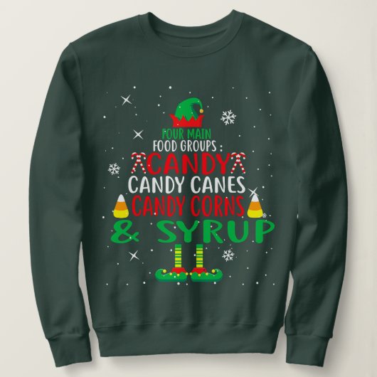 Four Main Food Groups Elf Buddy Christmas Pajama X Sweatshirt (Design vorne)