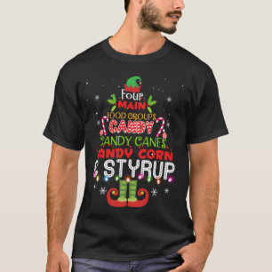Four Main Foods Elf Buddy Christmas Pajama T-Shirt