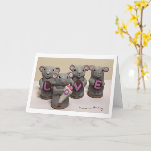 Four Mice - LOVE Karte (Gelbe Blume)