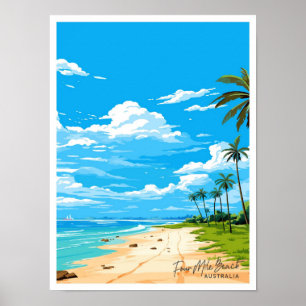 Four Mile Beach Australien Reiseillustration Poster