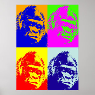 Four Multicolor Gorilla Pop Poster