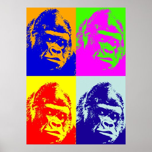 Four Multicolor Gorilla Pop Poster (Vorne)