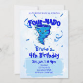Four-Nado Blauer Tornado 4. Geburtstag Einladung (Vorderseite)