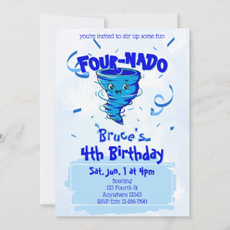 Four-Nado Blue Tornado 4th Birthday Einladung