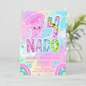 Four Nado Rainbow Glitter 4th Birthday Party  Einladung (Stehend Vorderseite)