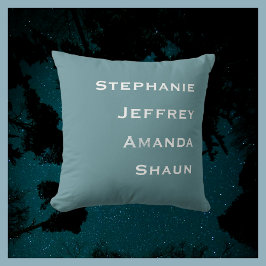 Four Names Powder Blue and White Square Kissen