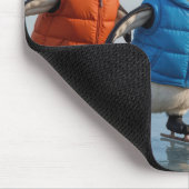 Four Penguins Ice Skating On Arctic Lake Mousepad (Ecke)