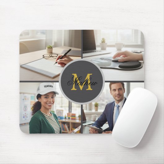 Four Photo Monogram Personalized Mouse Pad Mousepad (Mit Mouse)