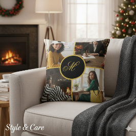 Four Photo Personalized Monogram Custom Kissen